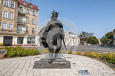 Monument of Polish king BolesÅ‚aw SmiaÅ‚y in Gniezno Editorial Stock Photo